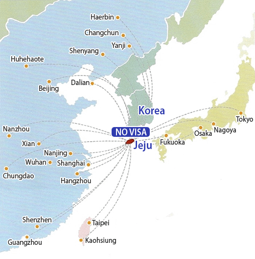 A world map showing the regions covered by Korean visa exemption agreements